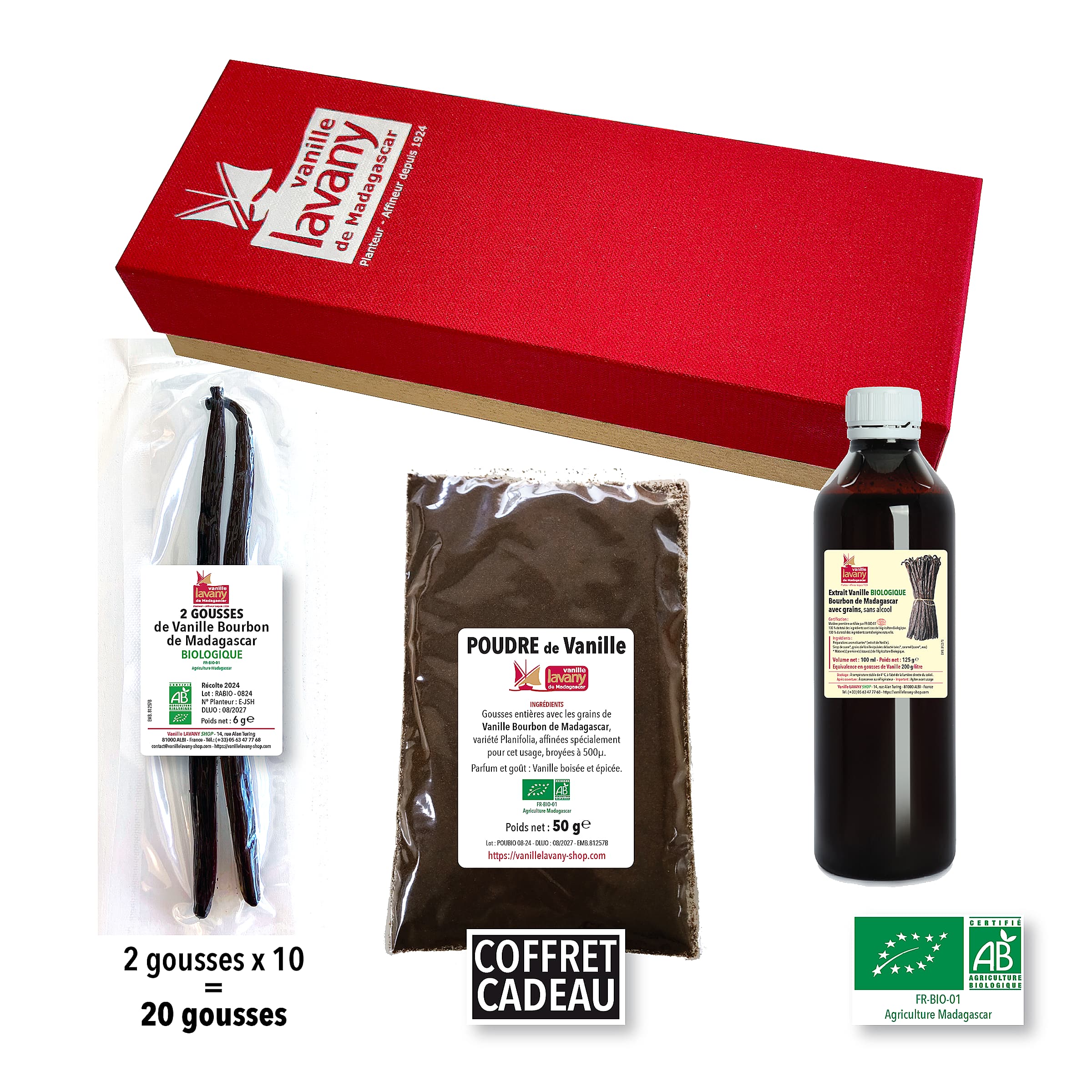 Coffret Cadeau de Vanille LAVANY Bourbon Biologique de Madagascar